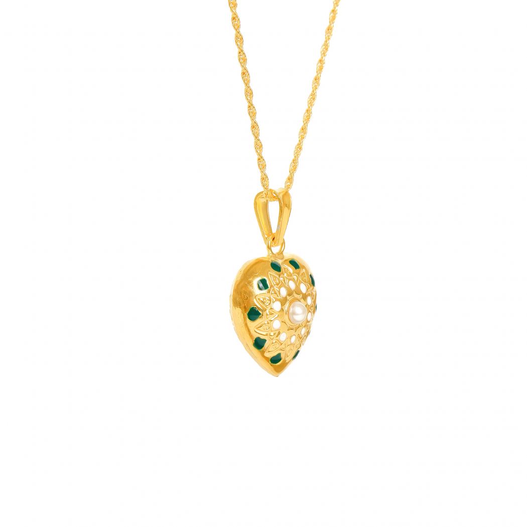Necklace MATI Green in Gold Plated Silver 