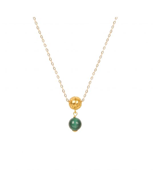 Necklace Viana's Conta in 19,2Kt Gold with Malachite 