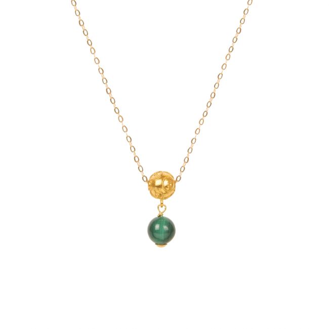 Necklace Viana's Conta in 19,2Kt Gold with Malachite 