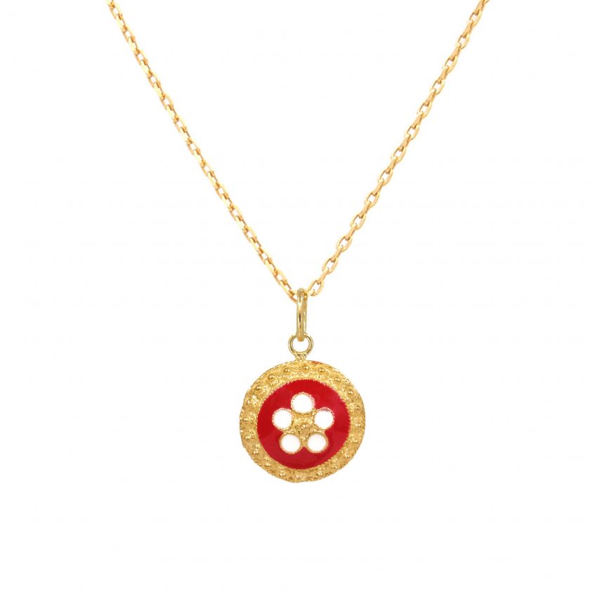 Necklace Red Caramujo in Gold Plated Silver 