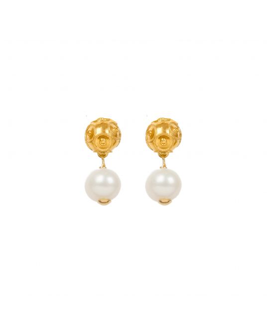 Earrings Viana's Conta in 19,2Kt Gold with Pearls 