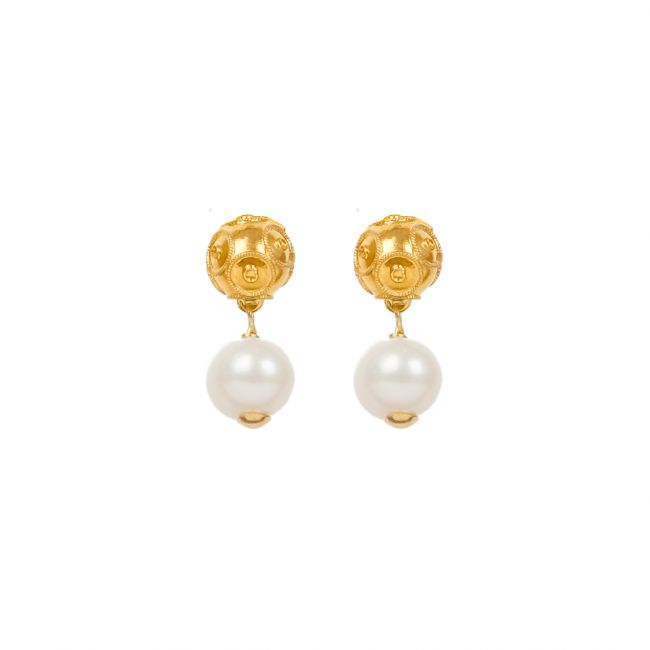 Earrings Viana's Conta in 19,2Kt Gold with Pearls 