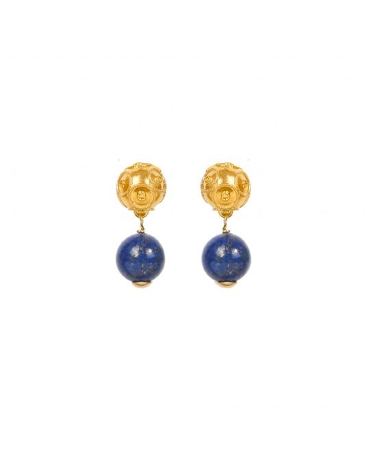 Earrings Viana's Conta in 19,2Kt Gold with Lapis Lazuli 