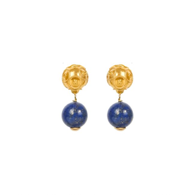 Earrings Viana's Conta in 19,2Kt Gold with Lapis Lazuli 