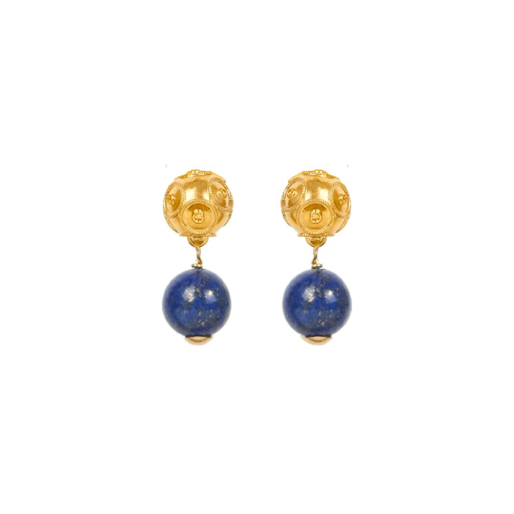Earrings Viana's Conta in 19,2Kt Gold with Lapis Lazuli 