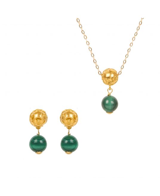 Set Viana's Conta in 19,2Kt Gold with Malachite 