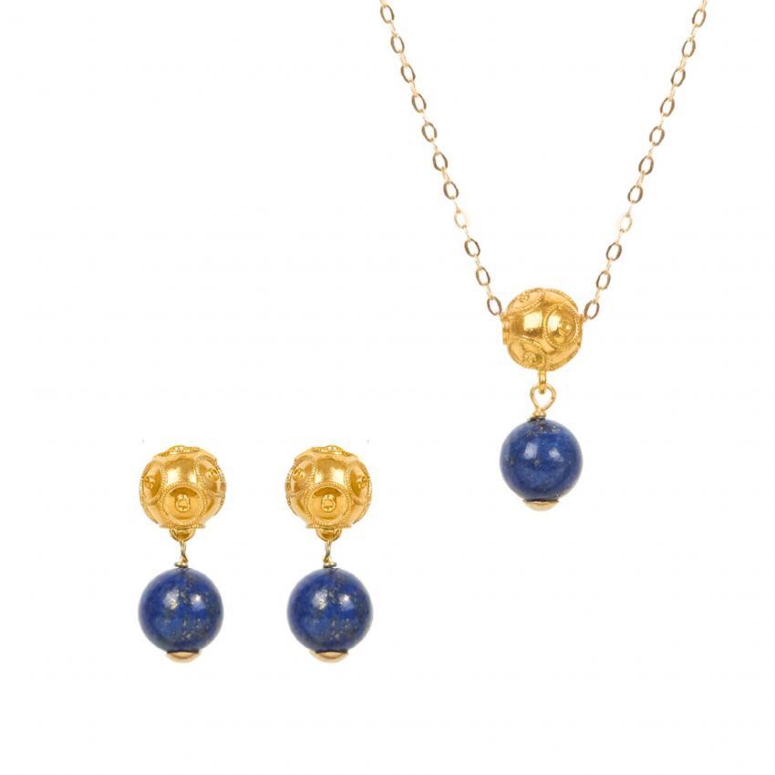 Set Viana's Conta in 19,2Kt Gold with Lapis Lazuli 