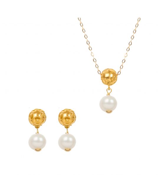 Set Viana's Conta in 19,2Kt Gold with Pearls 