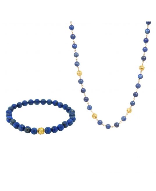 Set Viana's Contas in 19,2Kt Gold with Lapis Lazuli 