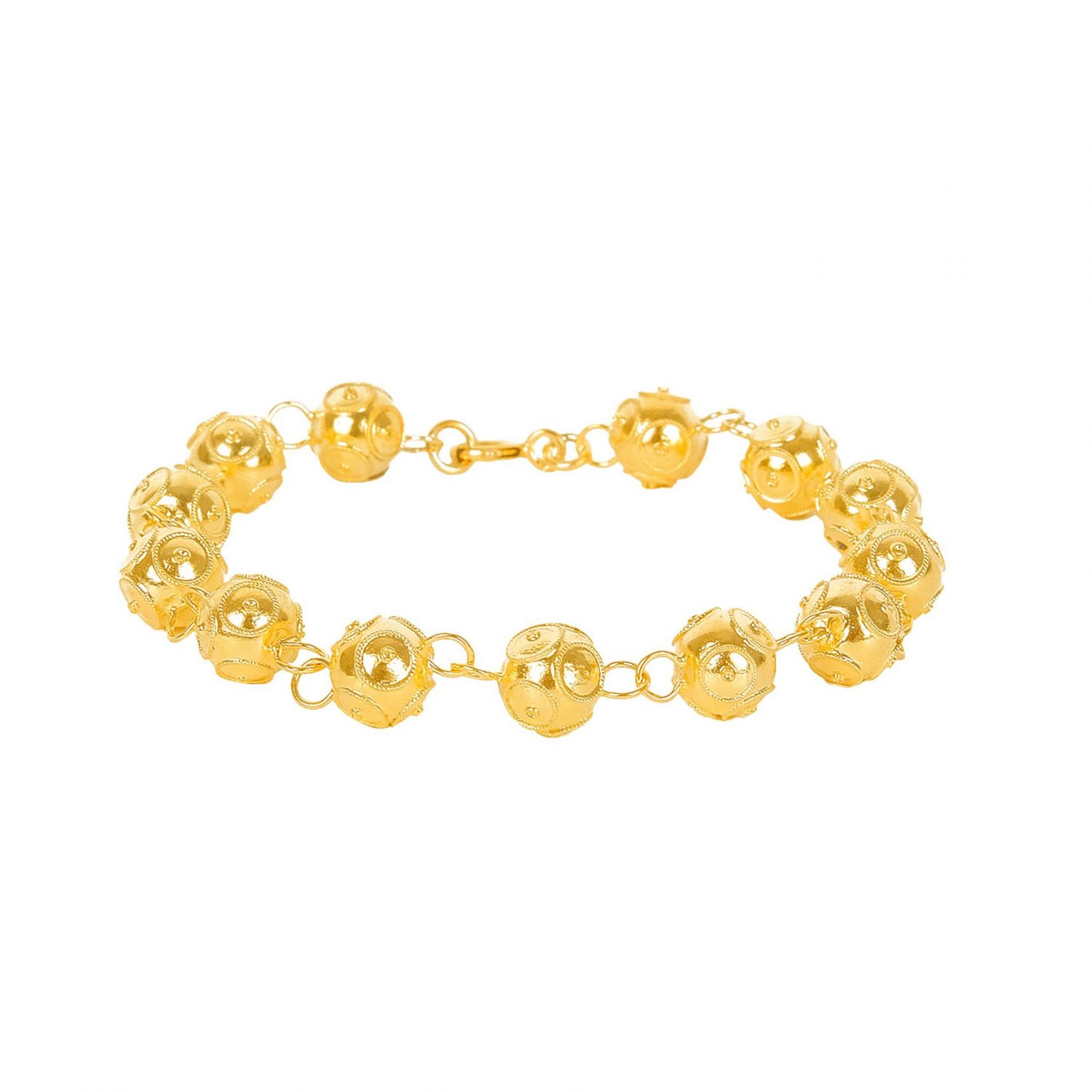 Pulseira Contas de Viana em Prata Dourada Pulseira Contas de Viana em Prata Dourada