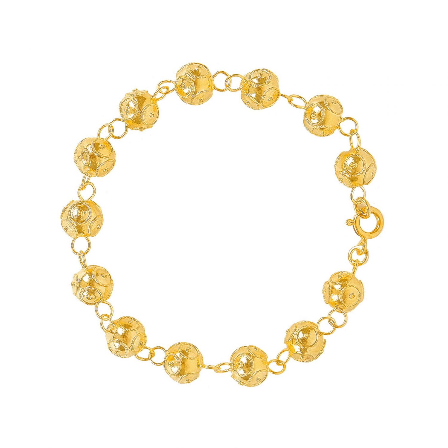 Pulseira Contas de Viana em Prata Dourada Pulseira Contas de Viana em Prata Dourada