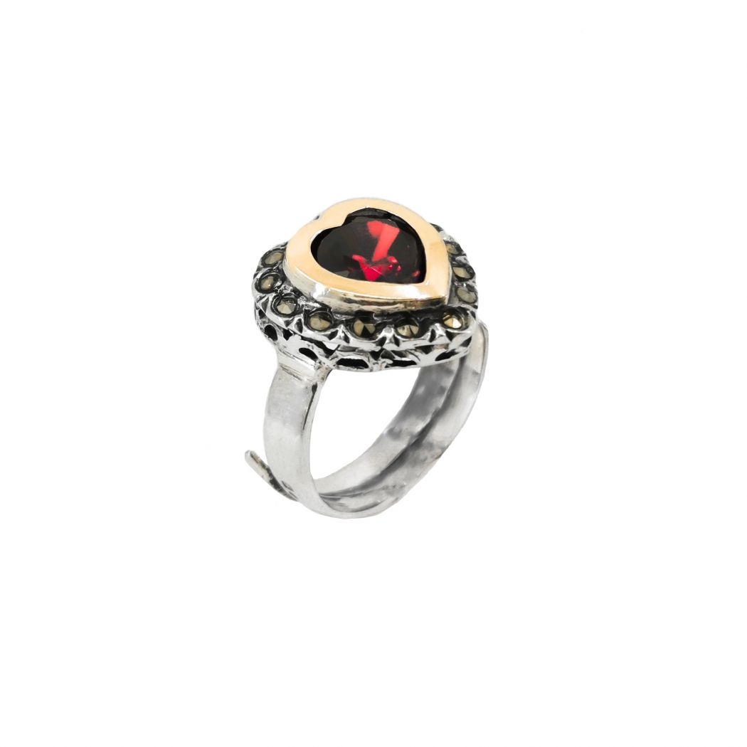 Ring Vintage Red in Silver and Gold 