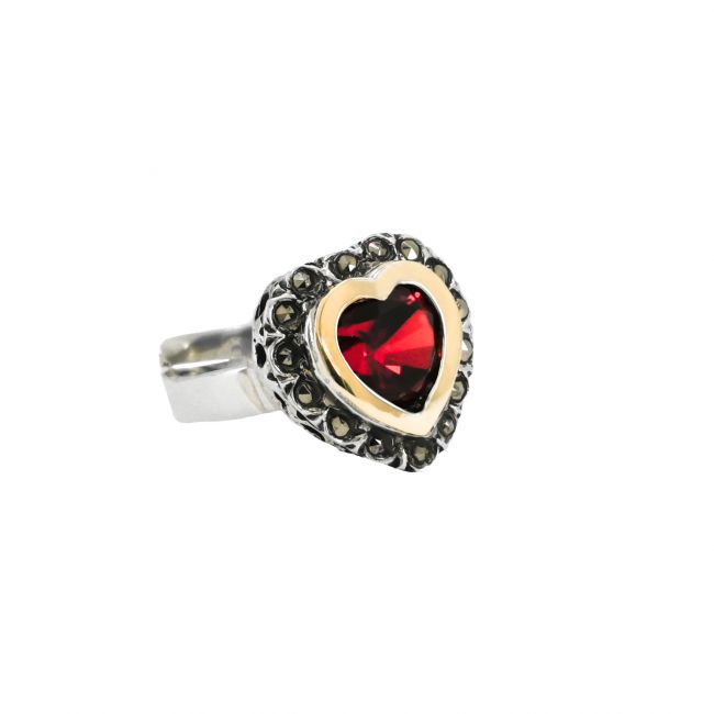 Ring Vintage Red in Silver and Gold 