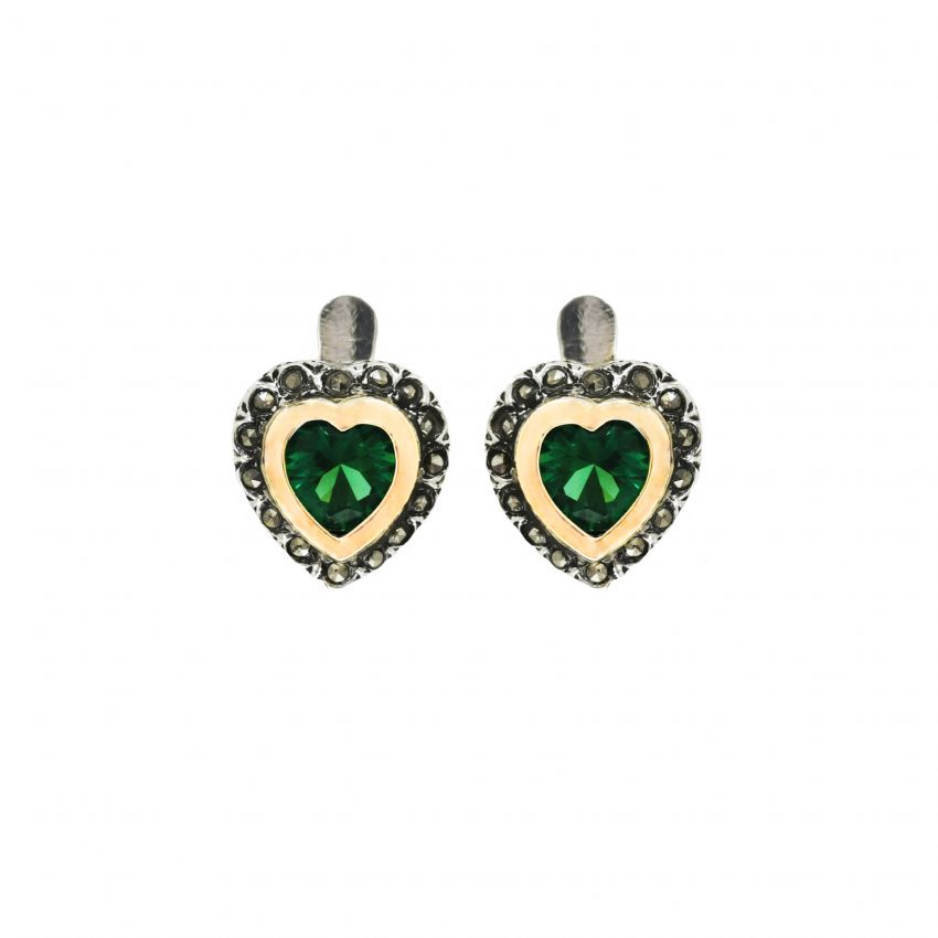 Earrings Vintage Green in Silver and Gold 