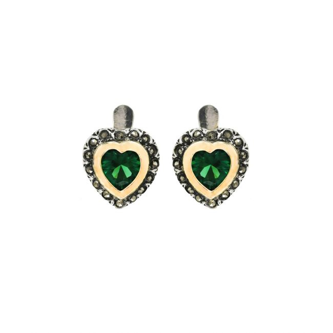 Earrings Vintage Green in Silver and Gold 