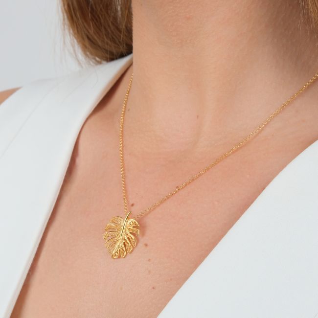 Necklace Monstera in Gold Plated Silver 