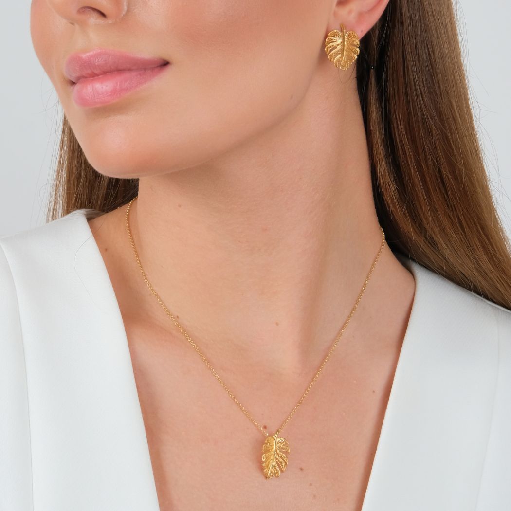 Necklace Monstera in Gold Plated Silver 