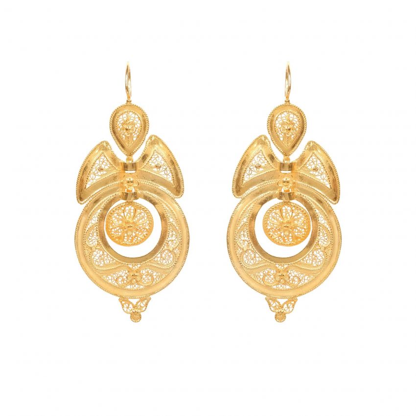 Queen Earrings in Filigree in Gold Plated Silver 