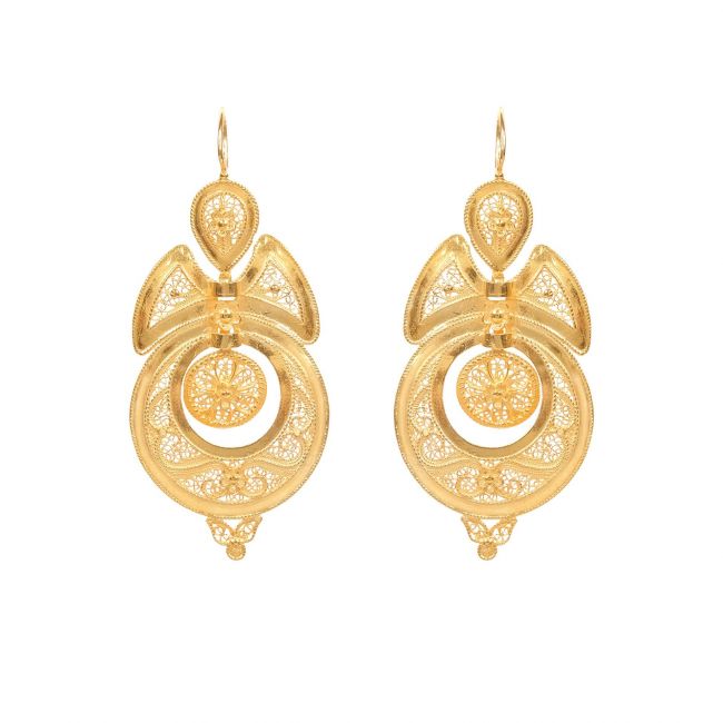 Queen Earrings in Filigree in Gold Plated Silver 