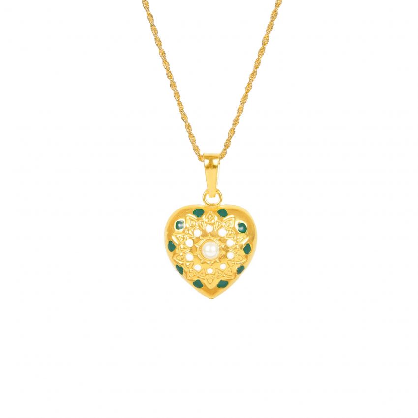 Necklace MATI Green in Gold Plated Silver 