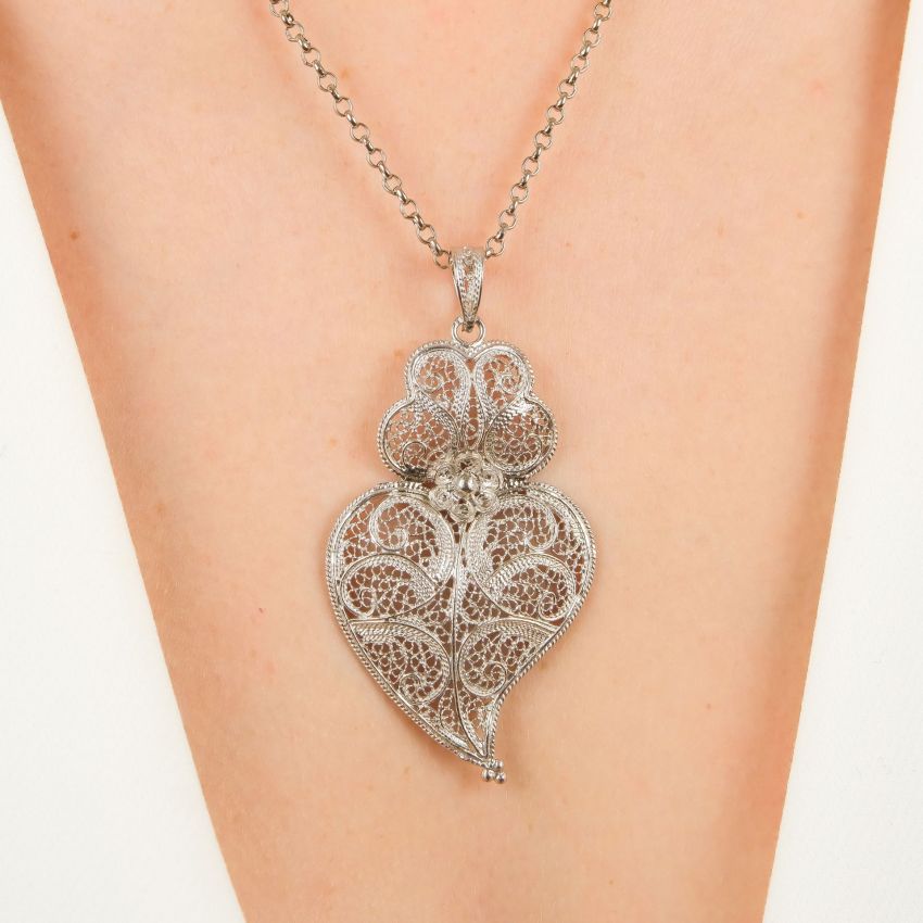 Collar Corazón de Viana 5,5cm de Plata 