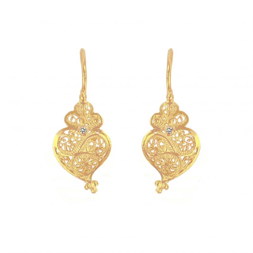 Earrings Heart Full in 19,2Kt Gold and Diamond 