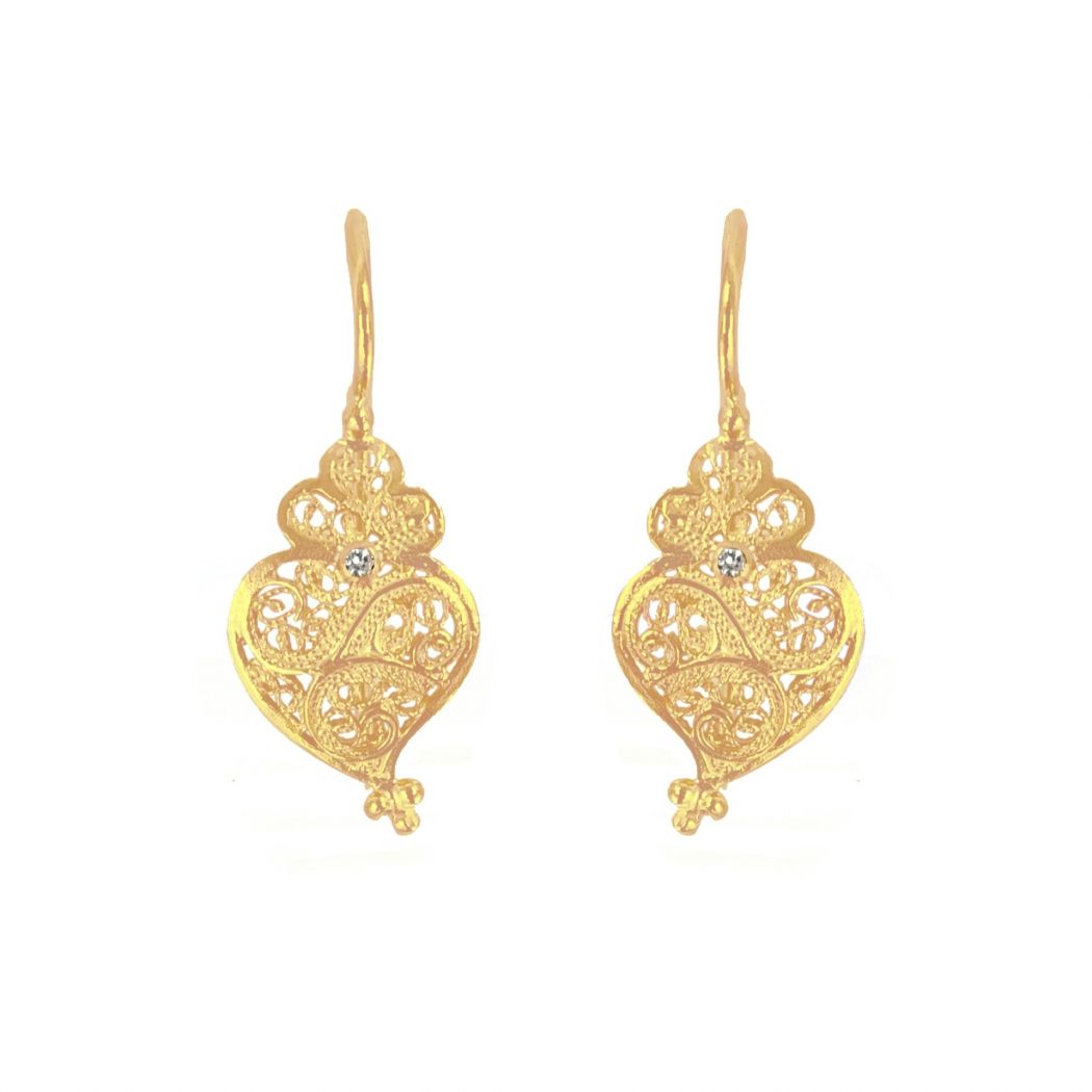Earrings Heart Full in 19,2Kt Gold and Diamond 