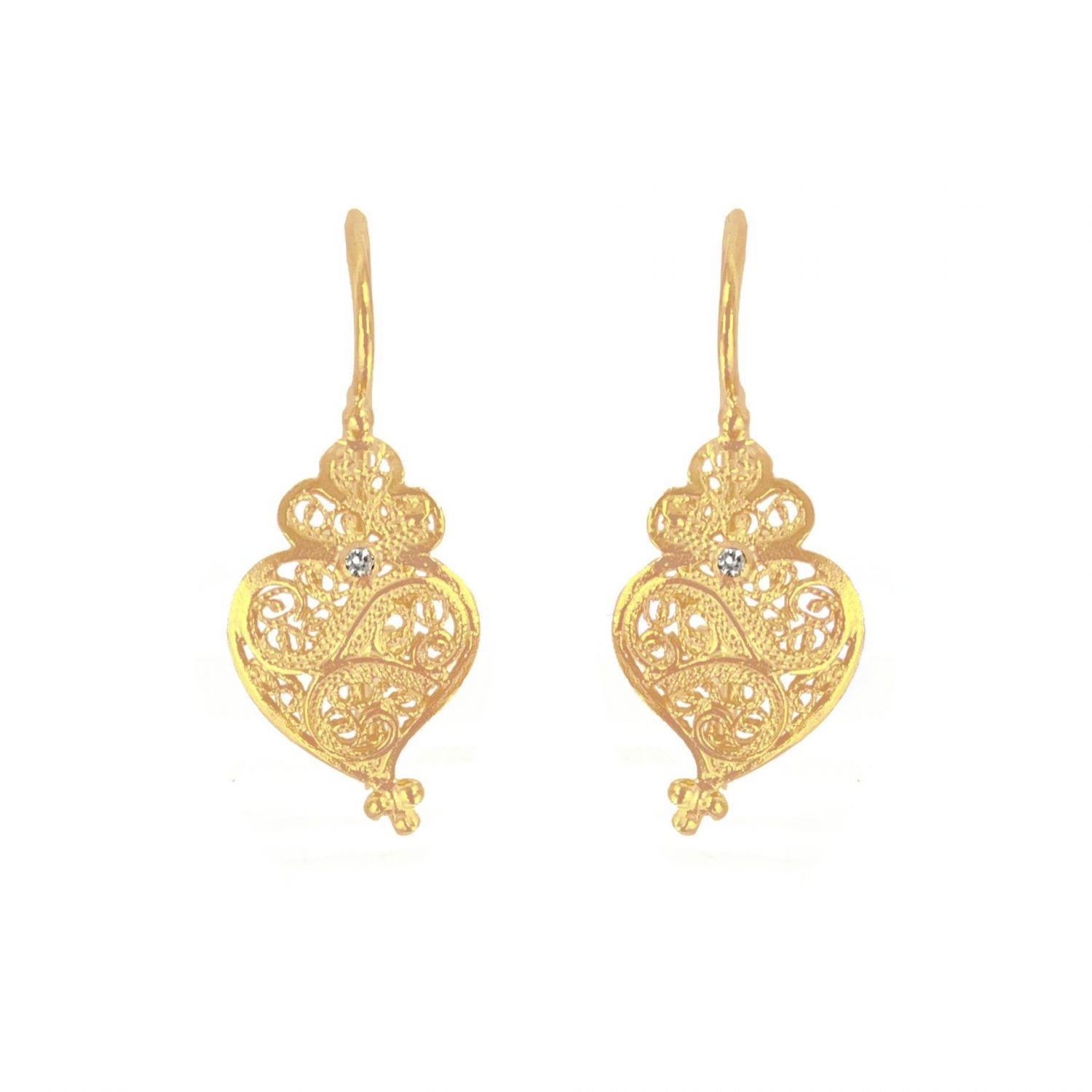 Earrings Heart Full in 19,2Kt Gold and Diamond 