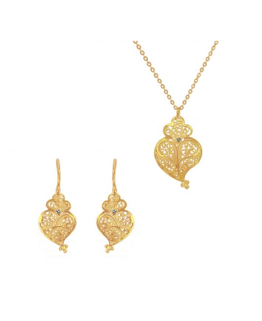 Set Heart Full in 19,2Kt Gold and Diamond 