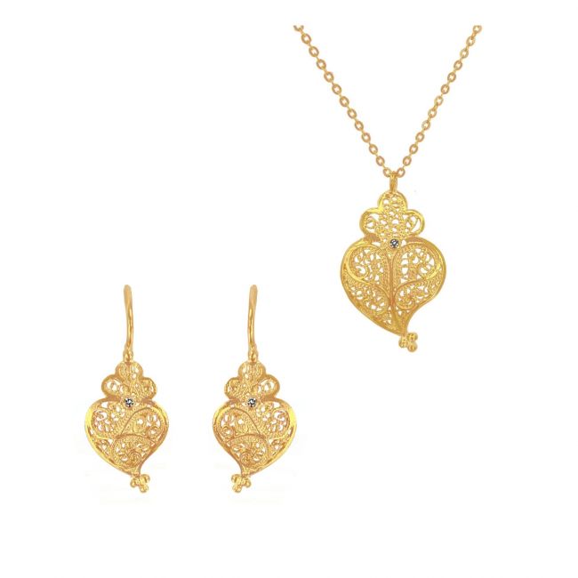 Set Heart Full in 19,2Kt Gold and Diamond 