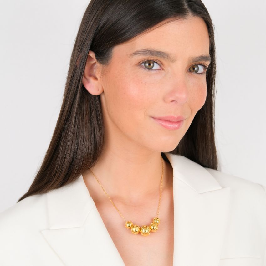 Collier Cinq Perles de Viana en Argent Plaqué Or 