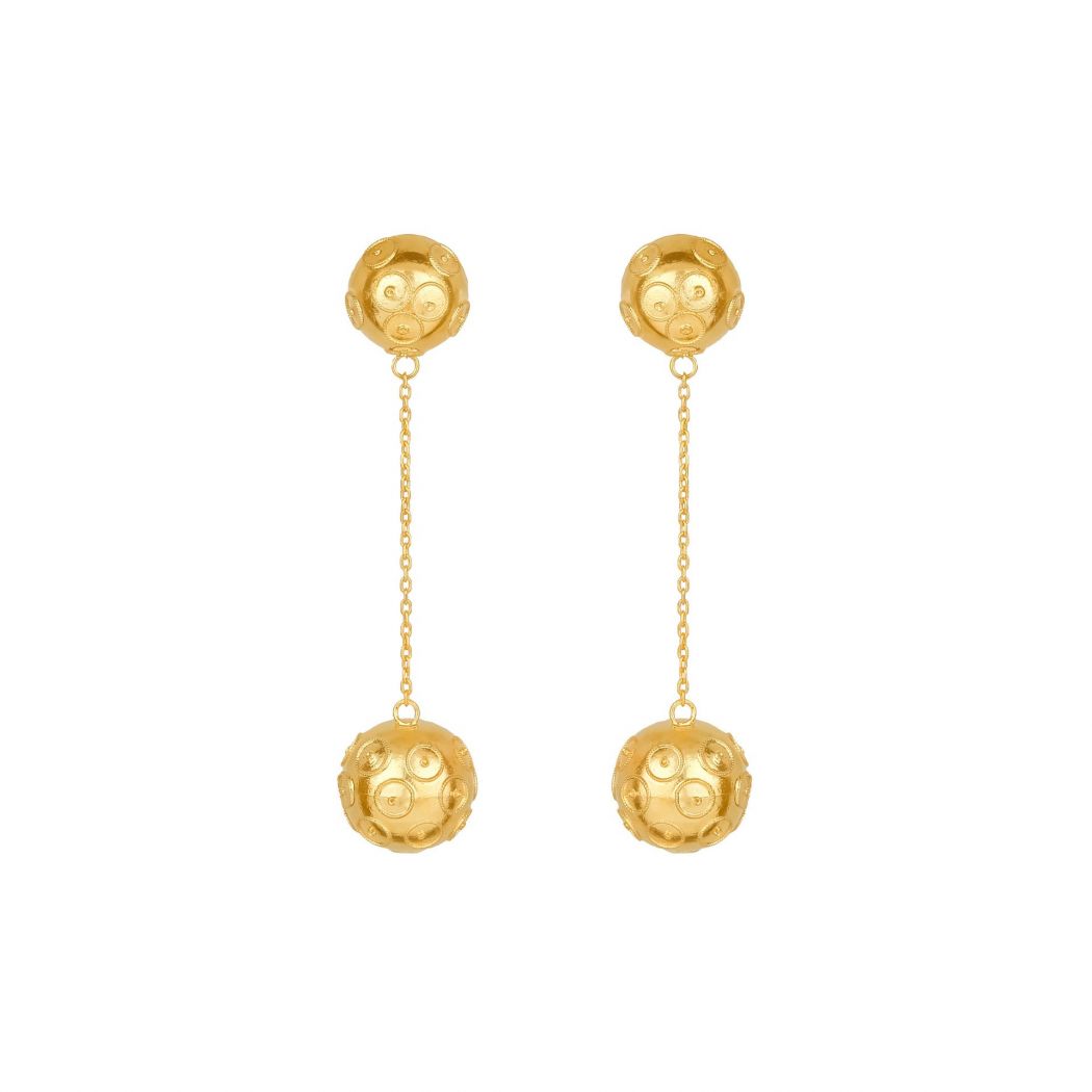 Earrings Two Viana’s Conta in Gold Plated Silver 