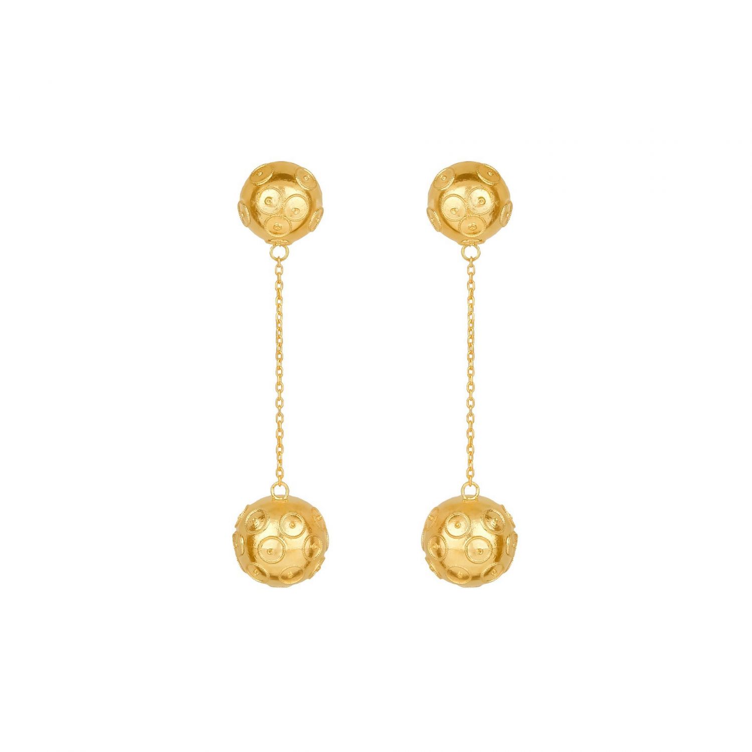 Earrings Two Viana’s Conta in Gold Plated Silver 