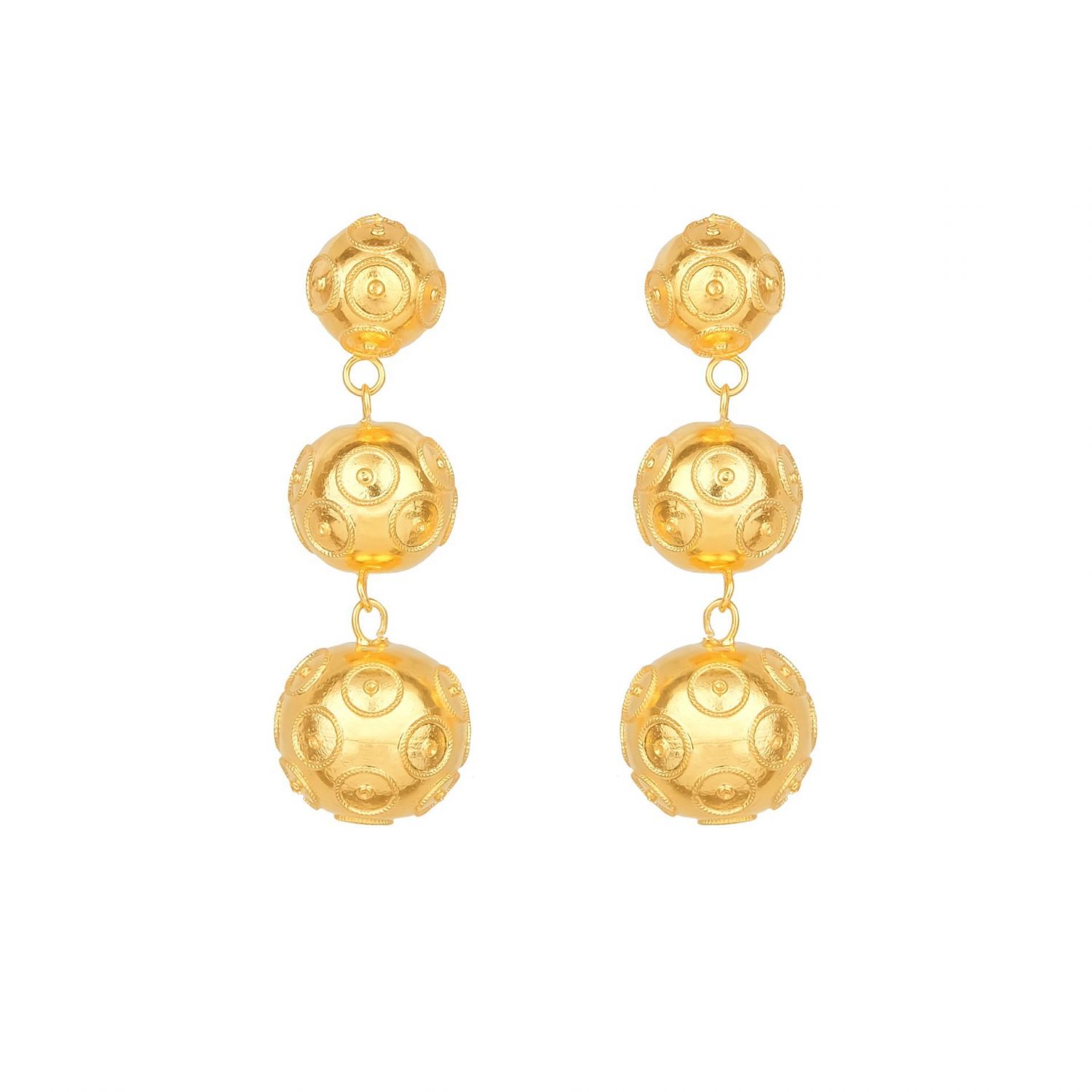 Earrings Three Viana’s Conta in Gold Plated Silver 