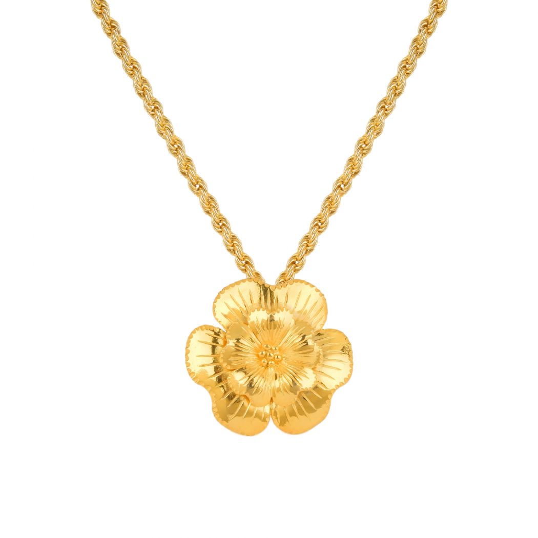 Collier la Fleur d'Amália s'en Va en Argent Plaqué Or 
