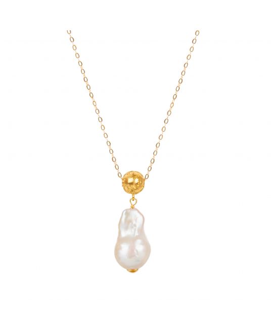 Necklace Viana's Conta in 19,2Kt Gold with Baroque Pearl 
