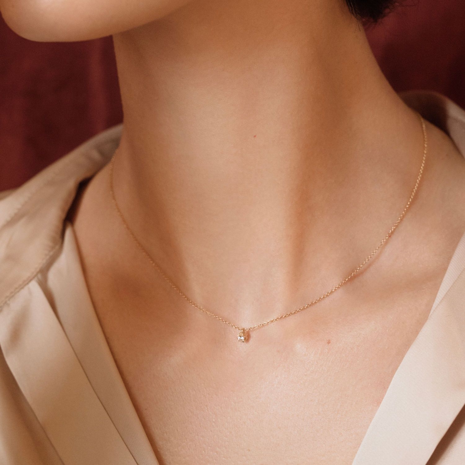 Collier Solitaire Diamant en Or 19,2 Carats 