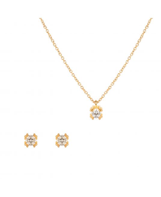 Set Diamond Solitaire in 19,2Kt Gold 
