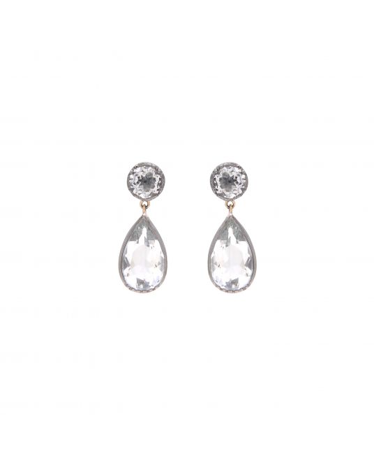 Earrings Drop Rock Crystal in Silver and Gold 