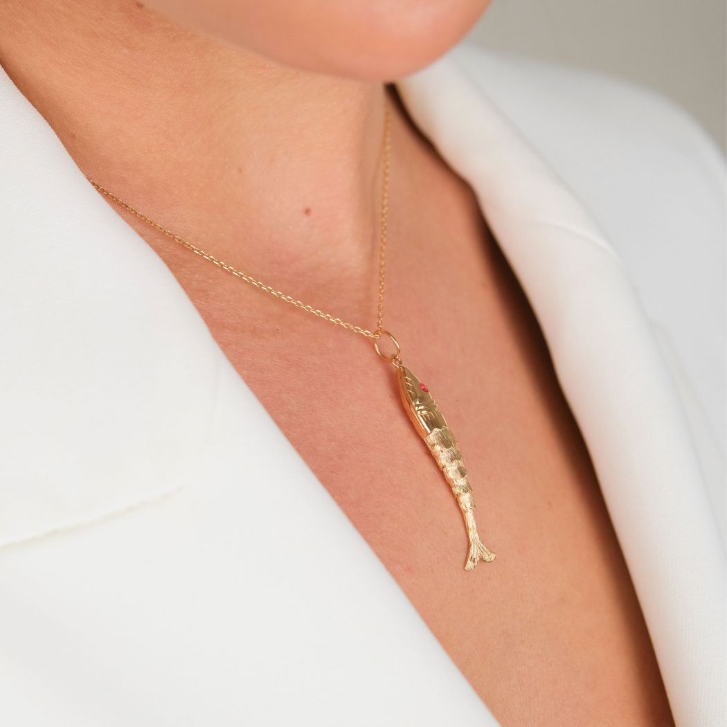 Pendant Sardine in 19,2Kt Gold 