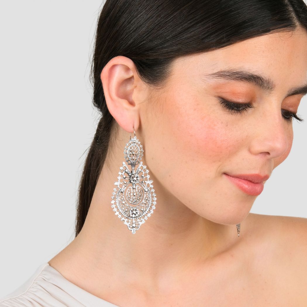Boucles d'Oreilles Reine XL en Argent 