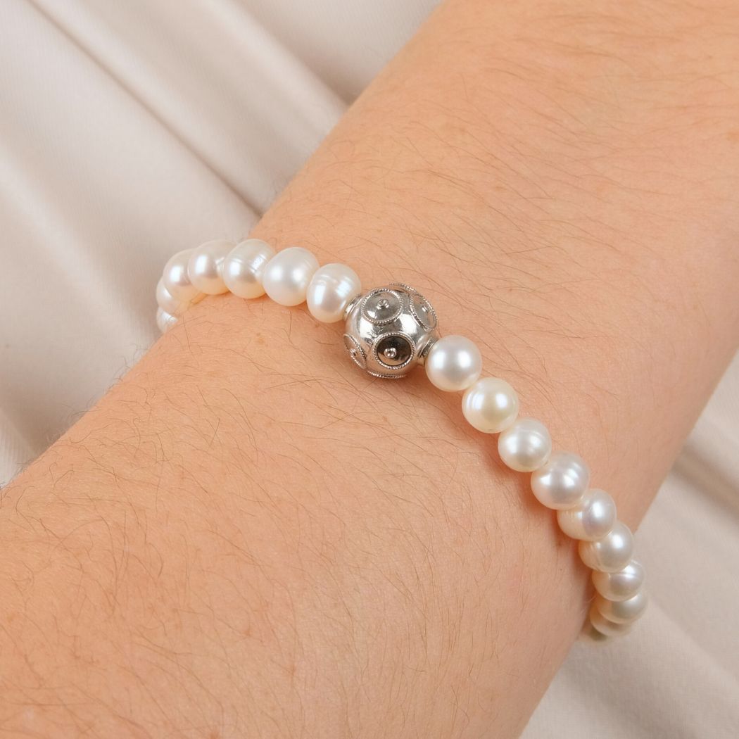 Bracelet Viana's Conta in Silver with Pearls 