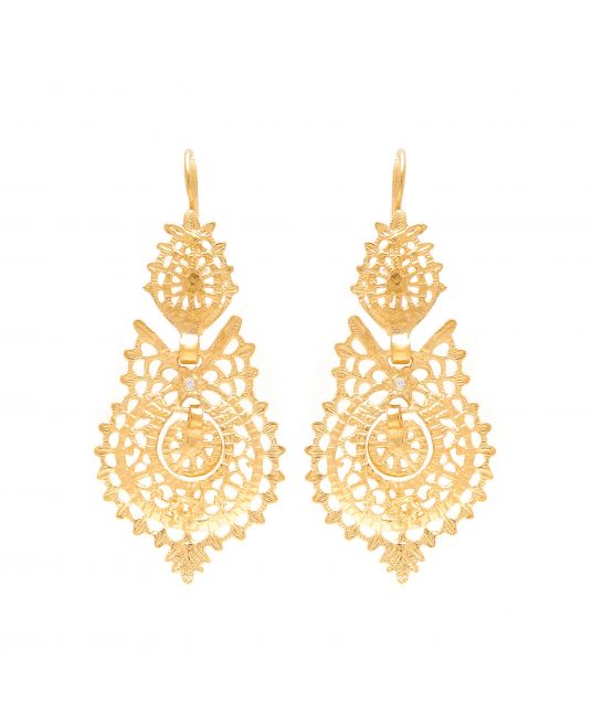 Queen Earrings in 19,2Kt Gold and Diamonds 