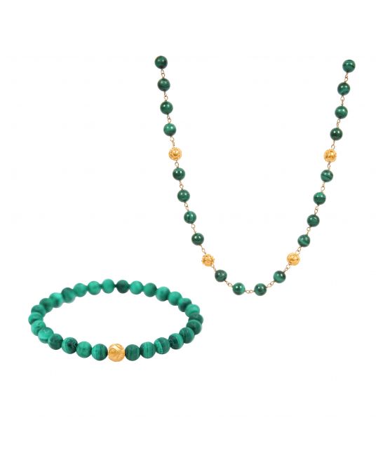 Set Viana's Contas in 19,2Kt Gold with Malachite 