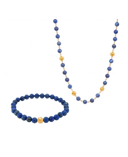Set Viana's Contas in 19,2Kt Gold with Lapis Lazuli 