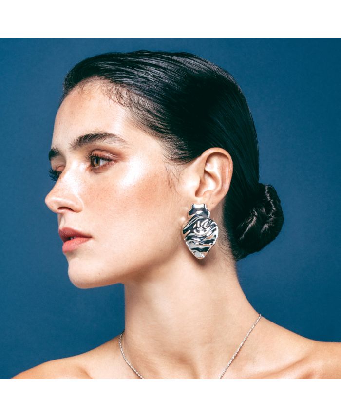 Earrings Melting Heart in Silver - PORTUGAL JEWELS