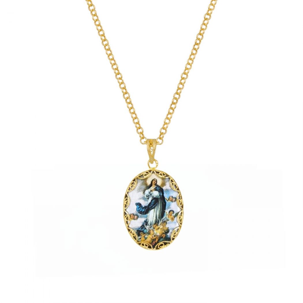 Collier Notre Dame de la Conception en Argent Plaqué Or 