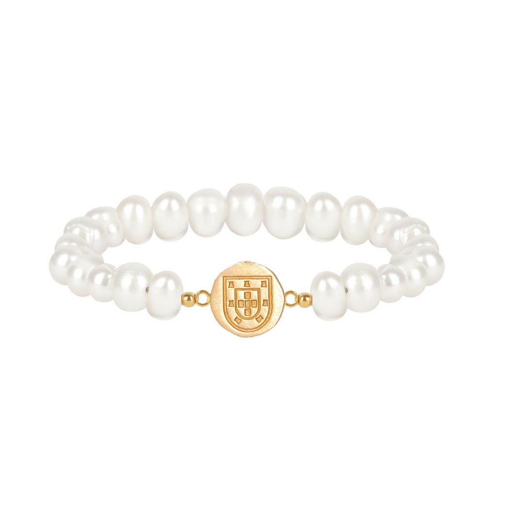 Bracelet Escudo in Gold Plated Silver with Pearls 