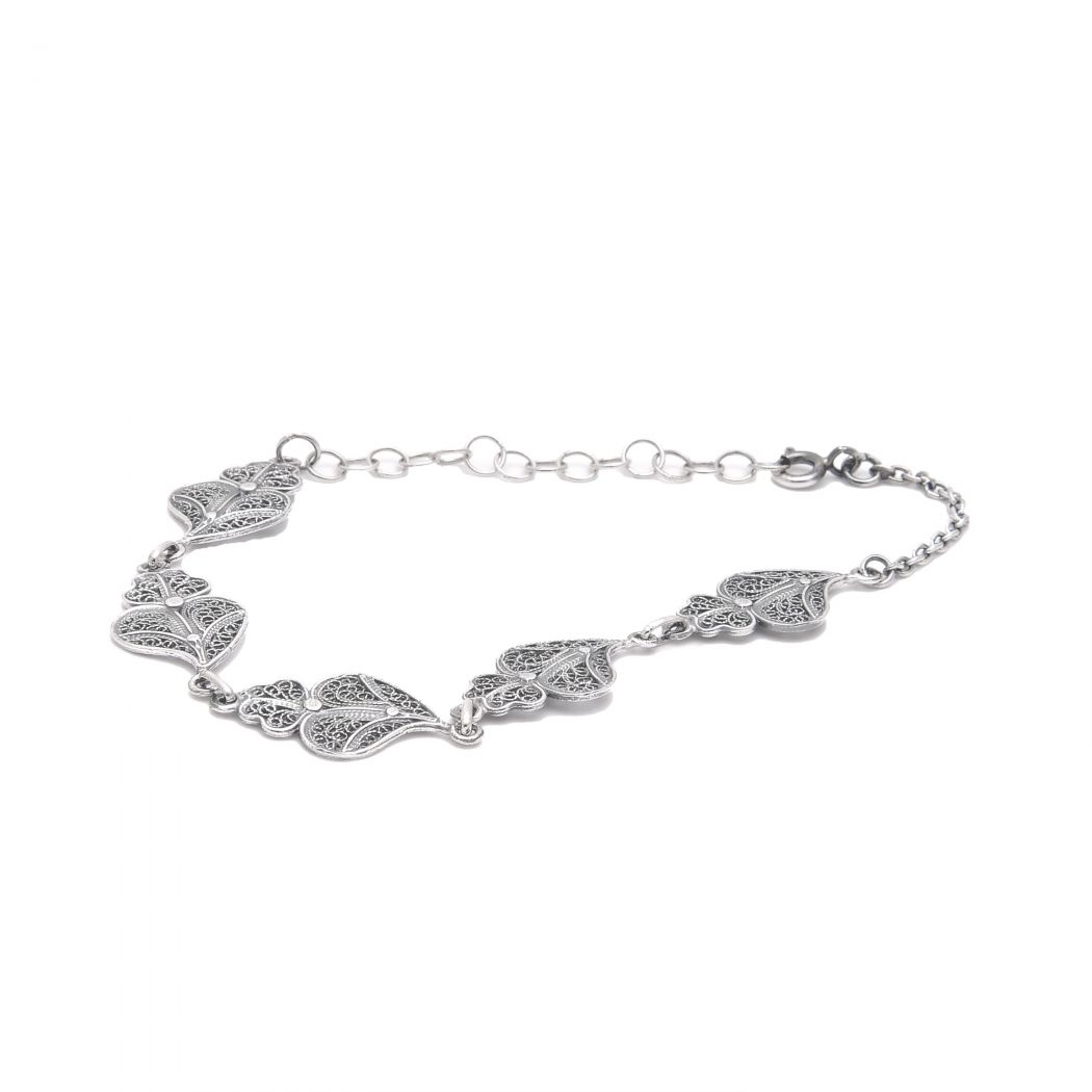 Bracelet Cinq Cœurs de Viana avec Fil en Argent