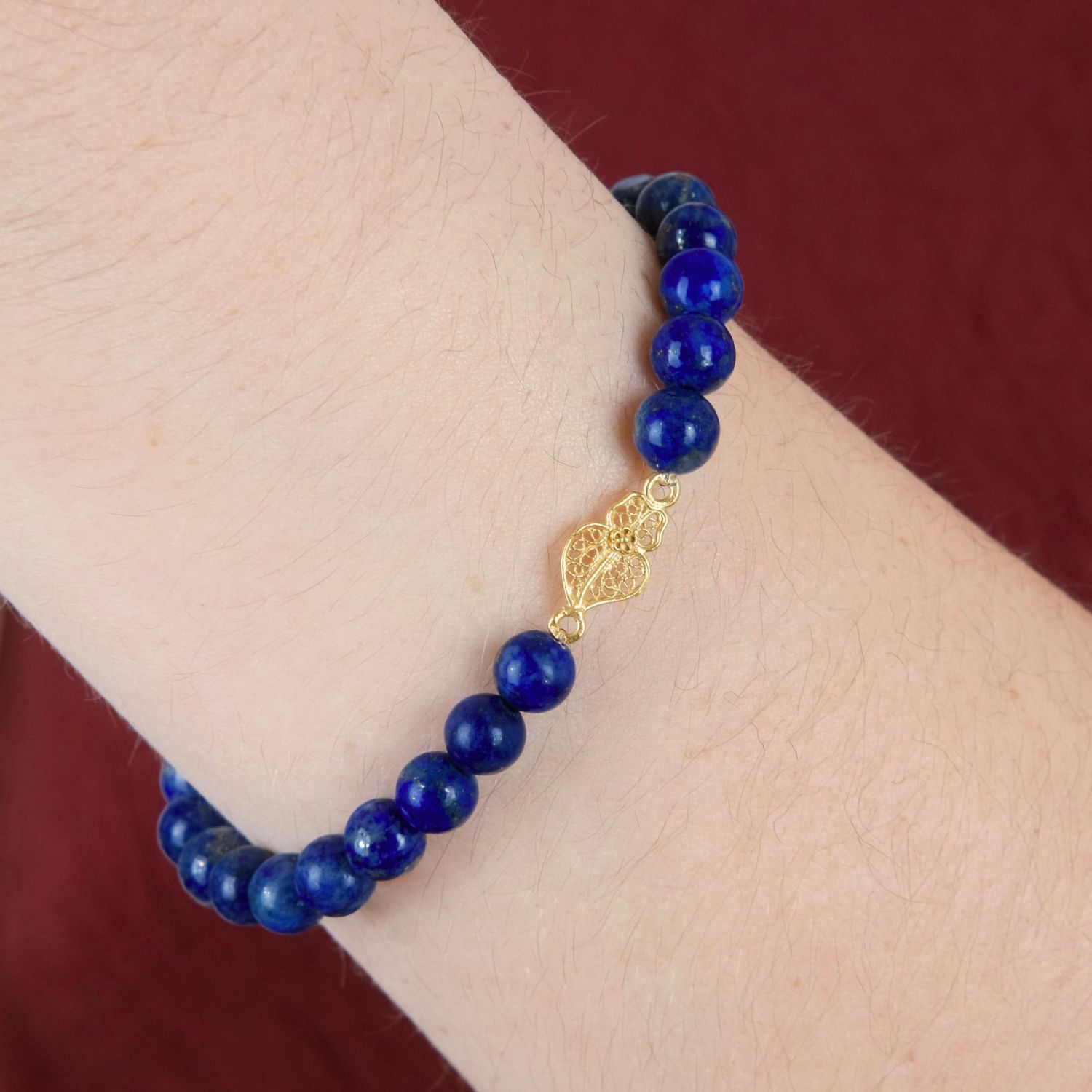 Pulseira Coração de Viana em Ouro 19,2Kt e Lápis Lazúli Pulseira Coração de Viana em Ouro 19,2Kt e Lápis Lazúli